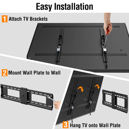 ELIVED Tilting TV Wall Mount for Most 37"-85" TVs Up to 132 lbs, Low Profile Tilt Mount Fits 24"/18"/16" Wood Studs, Wall Mount tv Bracket Max VESA 600x400mm, YD1038