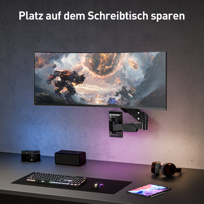 ELIVED Monitor Wandhalterung für Max. 43 Zoll Ultrawide Bildschirme bis zu 15kg, VESA 75/100/200mm, Heavy Duty Monitor Halterung Wand, Höhenverstellbar Gasdruckfeder Monitor arm EV3421B