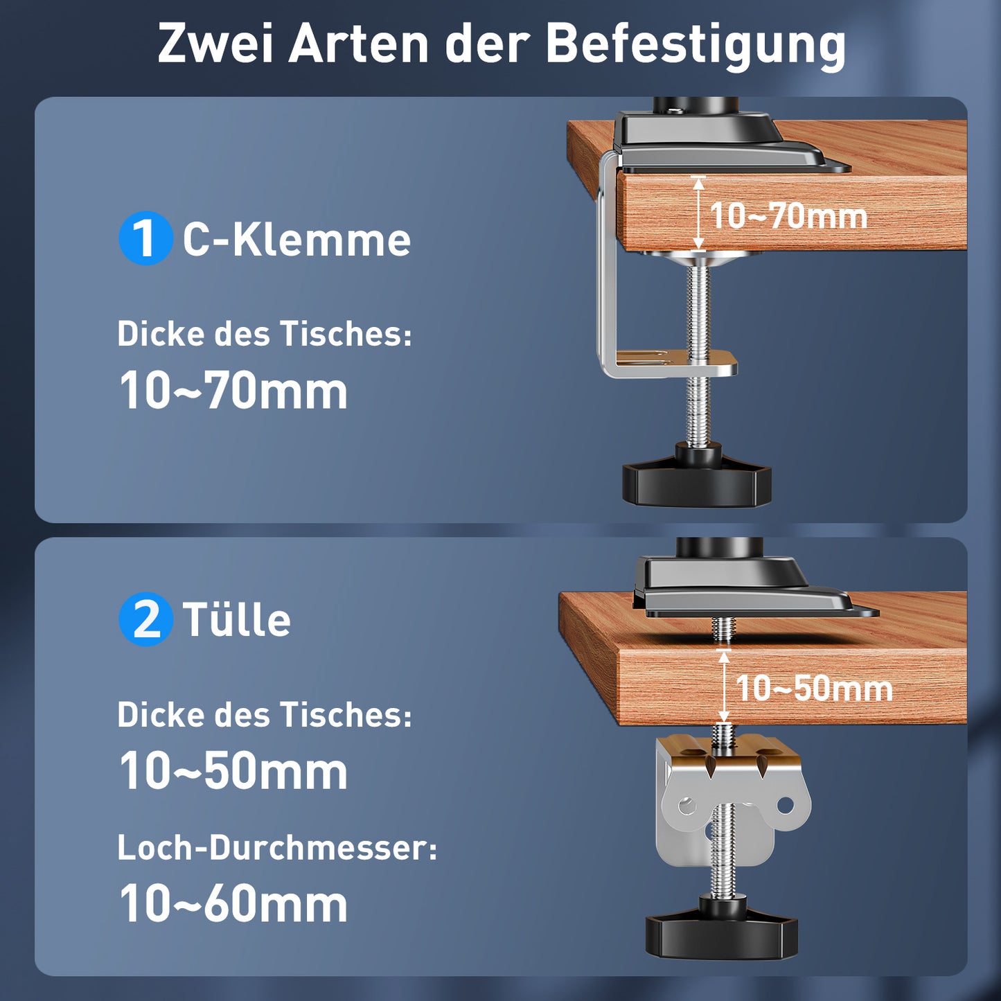 ELIVED Monitor Halterung für 13-32" Bildschirme, Gasfeder Monitor Arm hält 2-10 kg Monitor mit VESA 75/100mm, Höhenverstellbare Einarmig Monitorhalterung mit Neigbar, Schwenkbar, Drehbar, EV6033B