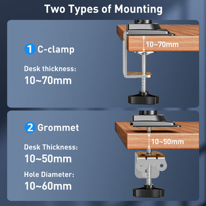 ELIVED Taller Monitor Stand Long Arms for 13-32 inch Screens, Height Adjustable, VESA 75/100mm, Single Monitor Arm Desk Mount with Tilt Swivel Rotation, Up to 10KG, Black, EV6033B