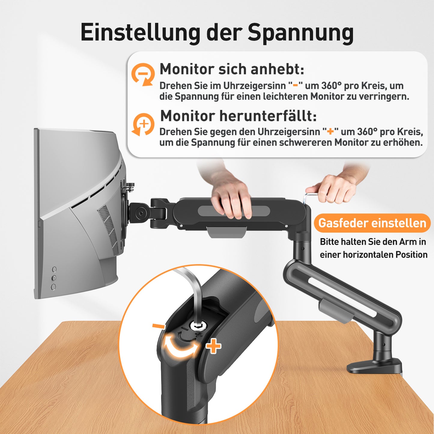 ELIVED Monitor Halterung für 17-34 Zoll Bildschirme, Einzelner Monitorarm hält 2-12 kg Monitor mit VESA 75/100mm, Höhenverstellbar Monitorhalterung mit Neigbar, Schwenkbar, Drehbar, Grau, EV3235B-G