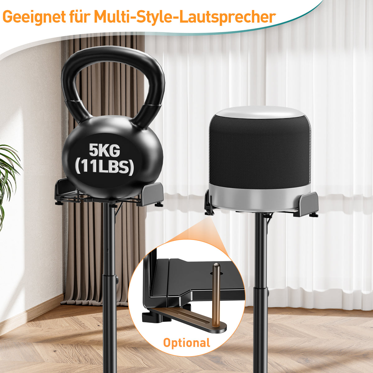ELIVED Universal Lautsprecherständer höhenverstellbar hält 5kg Tragkraf