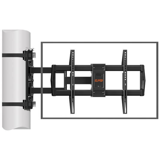 ELIVED Pillar TV Mount for Most 32"-75" TVs, Column TV Mount for Gazebo Patio Pergola, No Drill Full Motion tv Bracket Swivel and Tilt, Fits Multi-Shaped Poles, Max VESA 600x400mm, 88 Lbs.