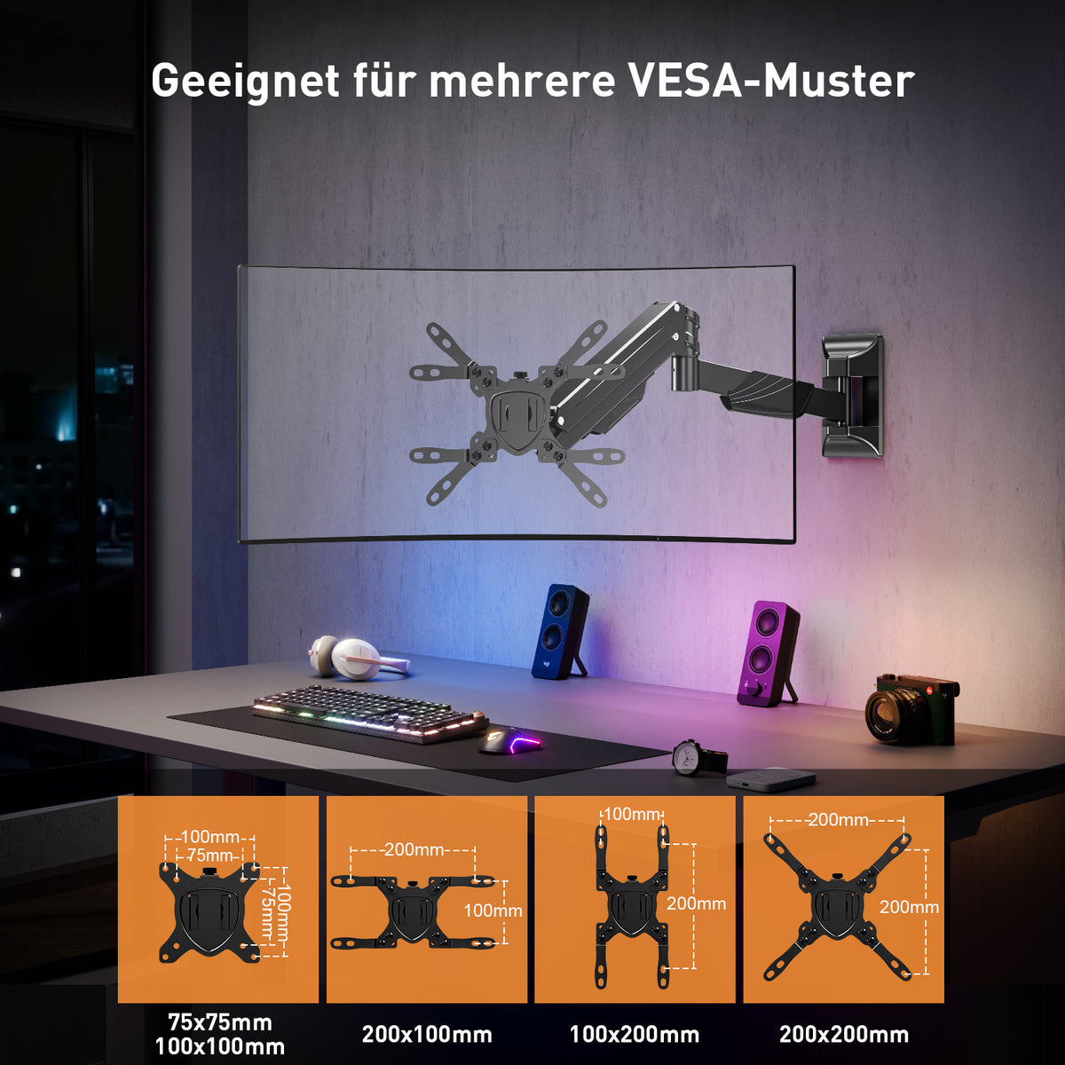 ELIVED Monitor Wandhalterung für Max 43'' Ultrawide Monitor bis zu 15kg
