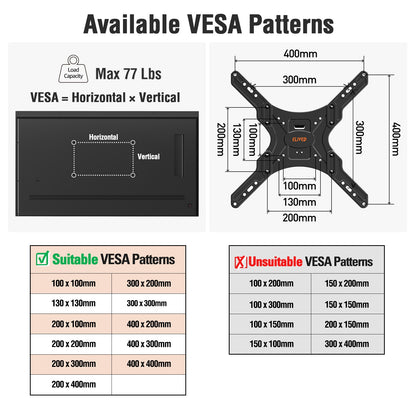 ELIVED Pillar TV Mount for Most 26"-60" TVs, Column TV Mount for Gazebo Patio Pergola, No Drill Full Motion tv Bracket Swivel and Tilt, Fits Multi-Shaped Poles, Max VESA 400x400mm, 77 Lbs. YD0084