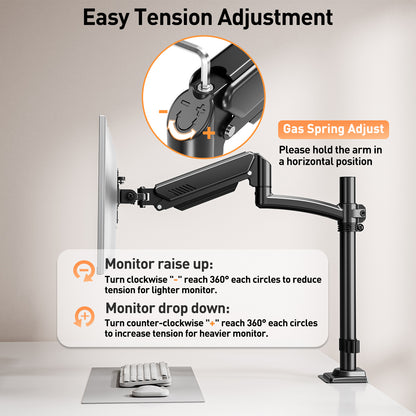 ELIVED Taller Dual Monitor Stand Long Arms for 13-32 inch Screens, Height Adjustable, VESA 75/100mm, Monitor Arm Desk Mount with Tilt Swivel Rotation, Up to 10KG, Black, EV6034B