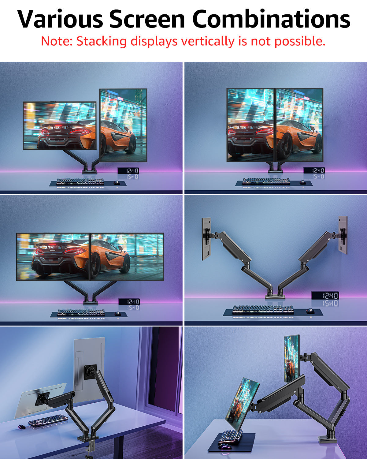 ELIVED Dual Gaming Monitor Arm Arm for 13-32 inch Screen, Freelift Pro