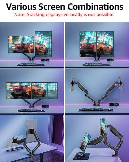 ELIVED Dual Gaming Monitor Arm Arm for 13-32 inch Screen, Freelift Pro