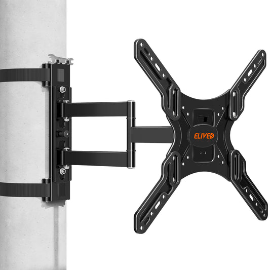 ELIVED Outdoor Pillar TV Mount for Most 26"-60" TVs, Column TV Mount Weatherproof for Gazebo Patio Pergola, No Drill tv Bracket Swivel and Tilt, Fits Multi-Shaped Poles, Max VESA 400x400mm, 77 Lbs.