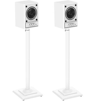 ELIVED Speaker Stands Height-Adjustable for Satellites up to 5 kg, Set of 2 Floor Stands, Universal Compatible with Samsung Sony, Holds Satellite & Small Bookshelf Speakers, White EV5032W