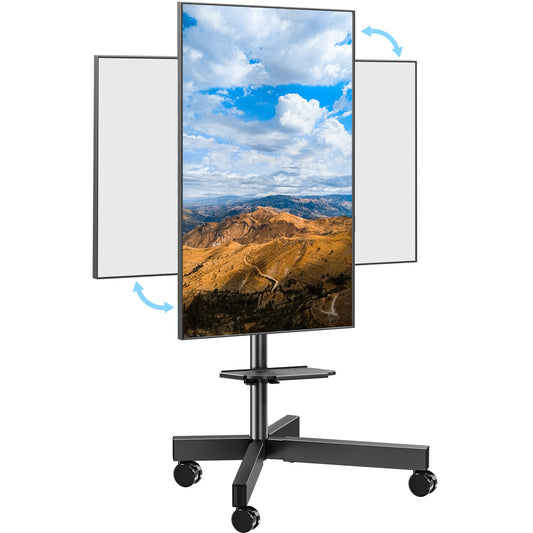 ELIVED Rolling TV Stand for Most 23"-60" TVs, Mobile TV Cart 90° Rotation Landscape to Portrait, Height Adjustable Floor TV Stand with Extendable Base, Max VESA 400x400mm, Up to 77 Lbs, YD2114B