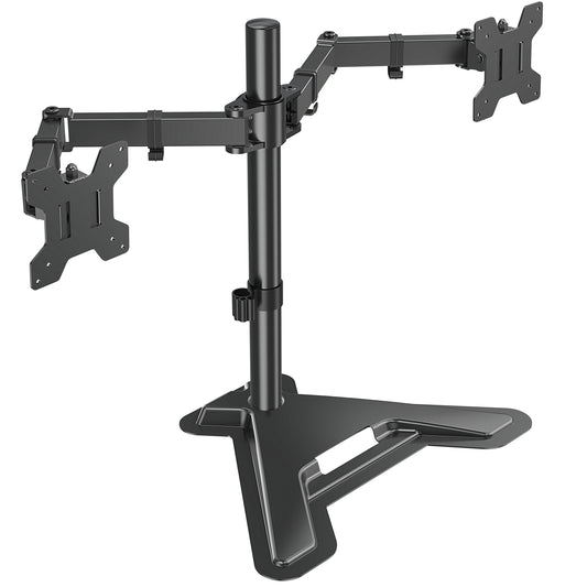 HOMOUNT Dual Monitor Stand, Freestanding & Height Adjustable Monitor Desk Mount, VESA Mount Computer Monitor Stand for 2 Screens, up to 27 inches