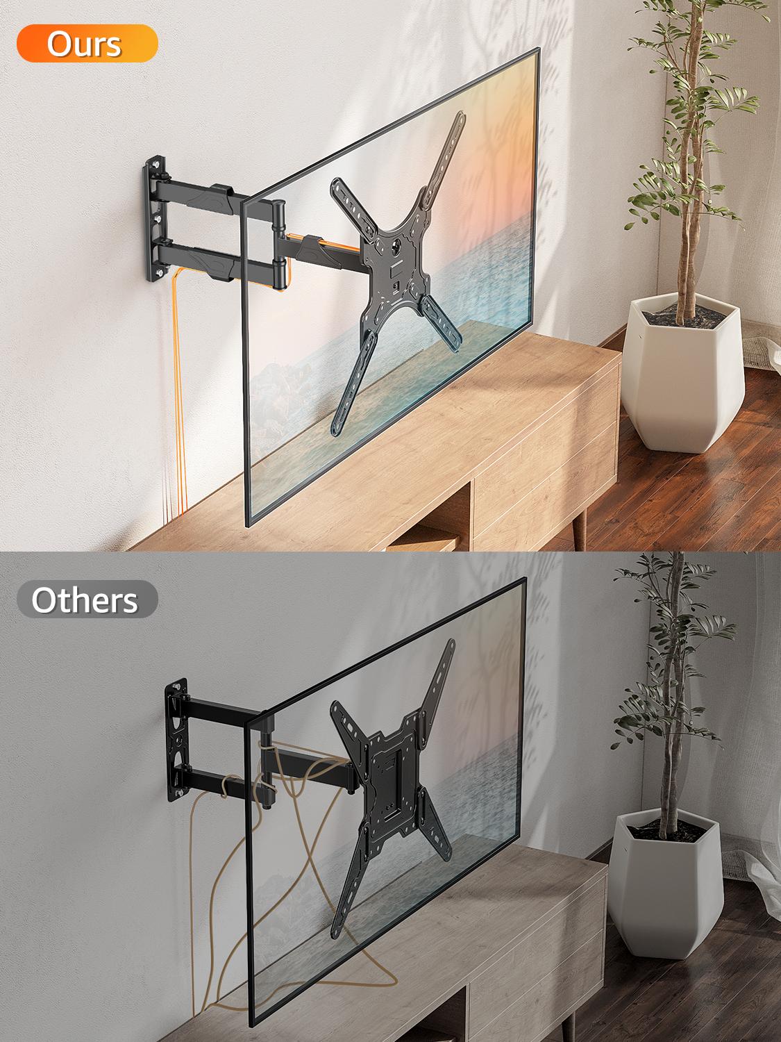 ELIVED TV Wall Mount for Most 26-60 Inch TVs, Swivel and Tilt Full Mot ...