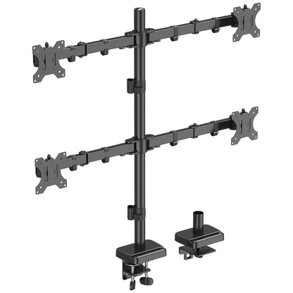 ErgoFocus 4 Monitor Mount for Max 32", Quad Monitor Arm for Desk Fully Adjustable Stacked 4 Desk Stand, 4 Heavy Duty Monitor Mount, Holds up to 17.6lbs per Arm, VESA Mount