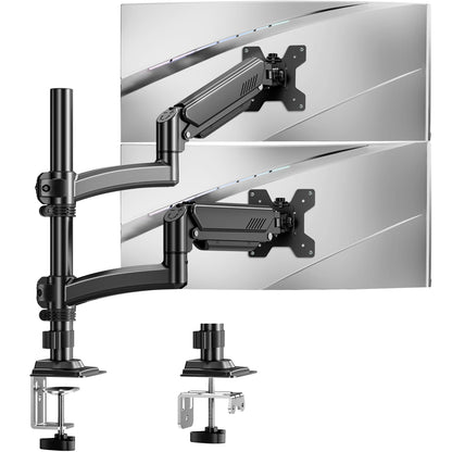 ELIVED Taller Dual Monitor Stand Long Arms for 13-32 inch Screens, Height Adjustable, VESA 75/100mm, Monitor Arm Desk Mount with Tilt Swivel Rotation, Up to 10KG, Black, EV6034B