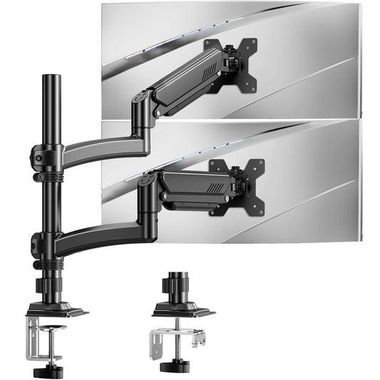 ELIVED Taller Dual Monitor Stand Long Arms for 13-32 inch Screens, Height Adjustable, VESA 75/100mm, Monitor Arm Desk Mount with Tilt Swivel Rotation, Up to 10KG, Black, EV6034B