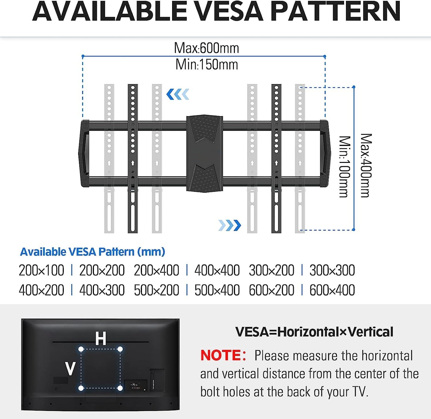 HOMOUNT Full Motion TV Wall Mount for Most 42-82 inch TVs, Wall Mount Bracket with Articulating Swivel and Tilt Fits 16" Stud, TV Mount Max VESA 600x400mm, Holds up to 100lbs