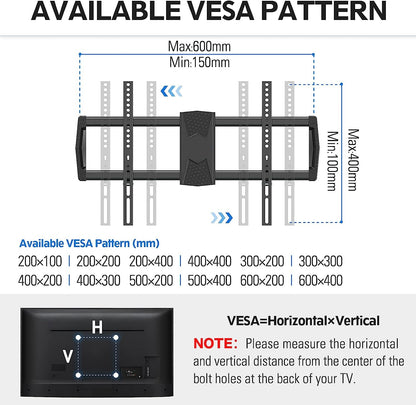HOMOUNT Full Motion TV Wall Mount for Most 42-82 inch TVs, Wall Mount Bracket with Articulating Swivel and Tilt Fits 16" Stud, TV Mount Max VESA 600x400mm, Holds up to 100lbs