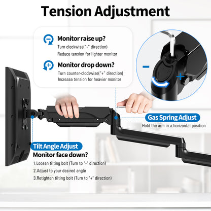 ErgoFocus  Triple Monitor Desk Mount for Computer Screens up to 32"  Holds up to 19.8 lbs Each, 3 Monitor Arm, Heavy Duty Stand Vesa Mount 75x75, 100x100