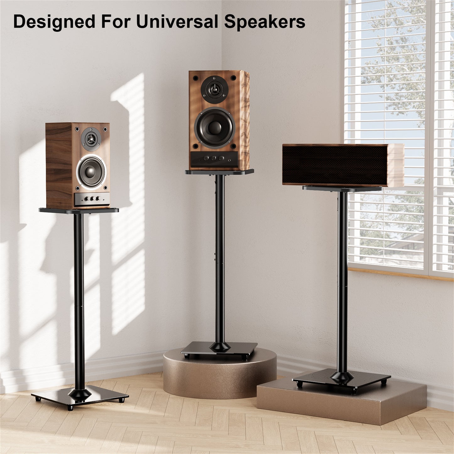 ELIVED Universal Speaker Stand Pair, 31 Inch Height Bookshelf Speaker Stands for Satellite Speaker Large Speaker Up to 22 lbs, Surround Sound Speaker Stand with Cable Management, Black, YD5022