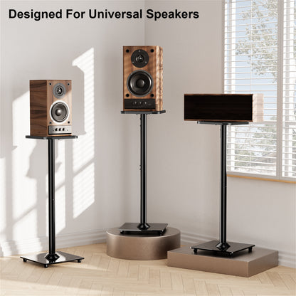 ELIVED Universal Speaker Stand Pair, 31 Inch Height Bookshelf Speaker Stands for Satellite Speaker Large Speaker Up to 22 lbs, Surround Sound Speaker Stand with Cable Management, Black, YD5022