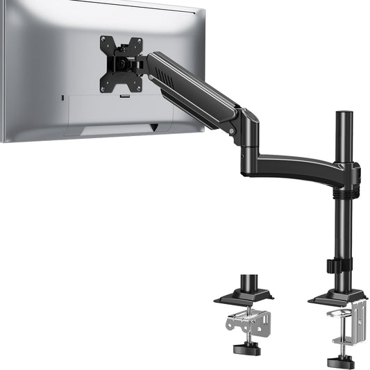 ErgoFocus Single Monitor Mount Holds Max 22lbs, 13-32 inch Monitor Desk Mount, Height Adjustable Tall Monitors Arm, Monitors Stand with Tilt Swivel Rotation, VESA 75 100mm, Black, Freelift