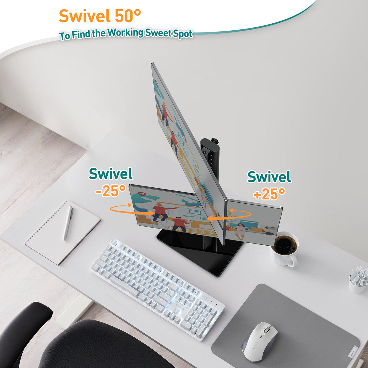 ELIVED Vertical Dual Monitor Stand for 13-32 Inch Flat Curved Screens