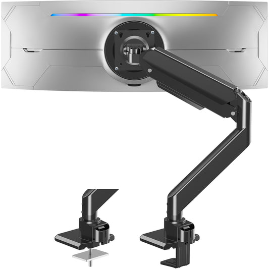 ErgoFocus Heavy Duty Monitor Mount for Max 49 inch Ultrawide Screens, Hold 2.2 to 44 lbs, Premium Single Monitor Arm for Samsung Odyssey G9 and More, Adjustable Gas Spring Desk Stand, VESA Mount