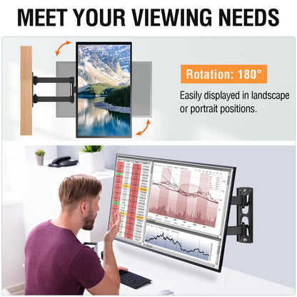 HOMOUNT UL Listed Full Motion TV Monitor Wall Mount for Most 14-42 Inch LED LCD Flat Screen TVs & Monitors, Swivel Tilt Extension Rotation TV Mount Bracket Max VESA 200x200mm, up to 33 lbs