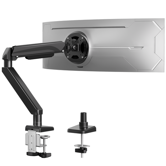 ErgoFocus Heavy Duty Single Monitor Arm for Max 42 Inch Screens, Monitor Mount for Desk Supports 4.4-33 lbs, Height Adjustable Ultrawide Monitors Stand with C-Clamp & Grommet Base, VESA Mount 70/100