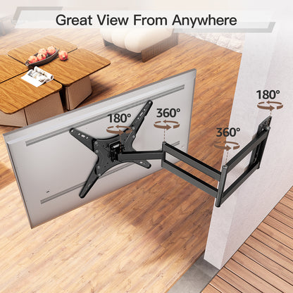 ELIVED Outdoor Long Arm TV Wall Mount for Most 26-65 Inch TVs, 37.4 Inch Long Extension TV Mount Swivel and Tilt, Max VESA 400x400mm, Full Motion Weatherproof Wall Mount tv Bracket Holds up to 77 lbs.  YD3018-OD