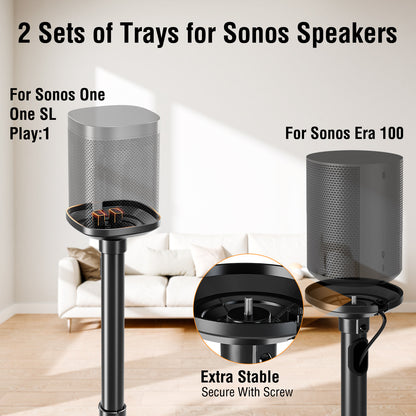 ELIVED Speaker Stands for Sonos Era 100 and Sonos One, One SL, Play:1, Height Adjustable 35"- 43.4" Speaker Stands Pair, Surround Sound Speaker Stand with Cable Management, 11 LBS Loading, YD5036