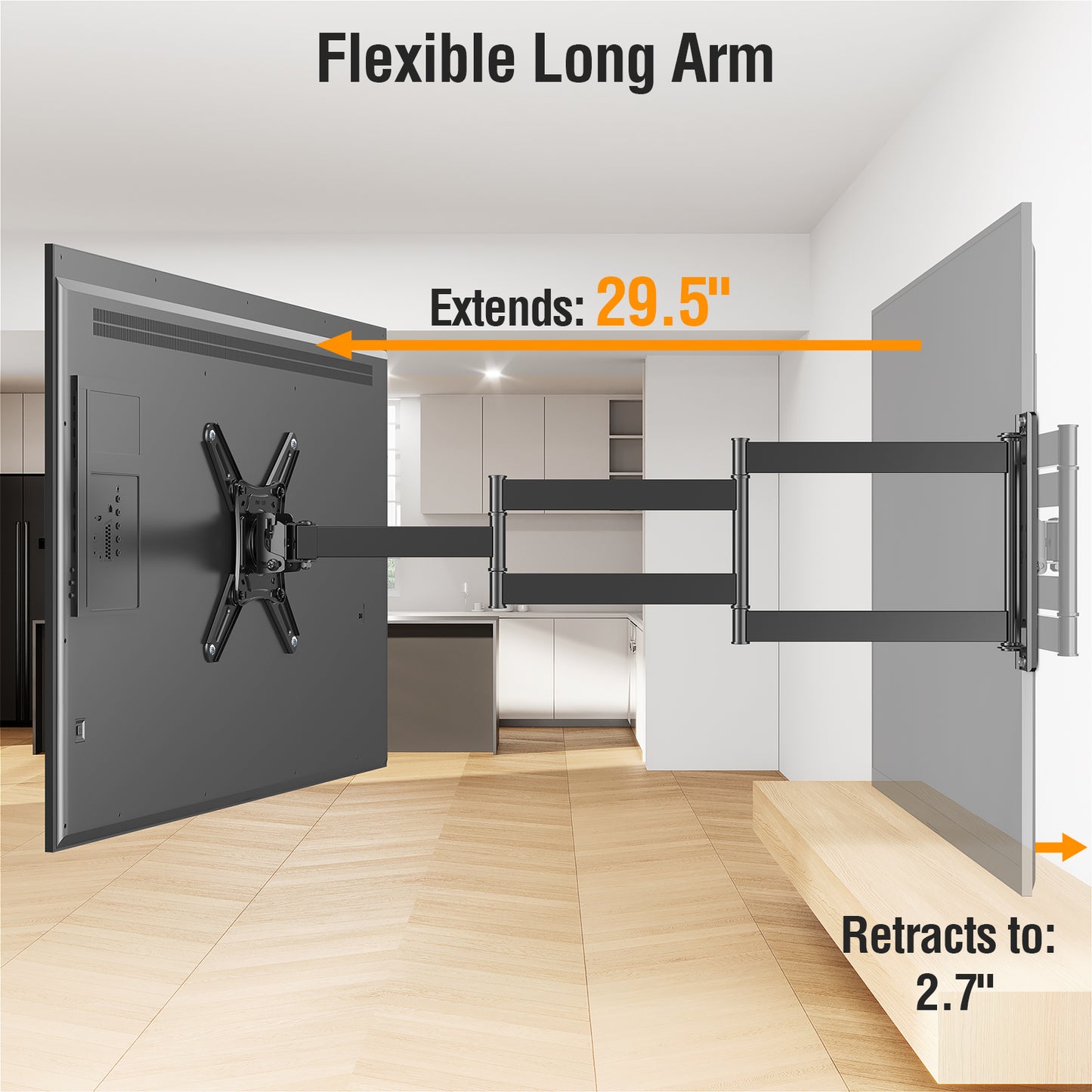 ELIVED Long Arm TV Wall Mount for Most 14-42 Inch tvs & Monitors, 29.5 Inch Long Extension TV Mount Swivel and Tilt, Full Motion Wall Mount Bracket Fit Max VESA 200x200mm, Holds up to 44 lbs.