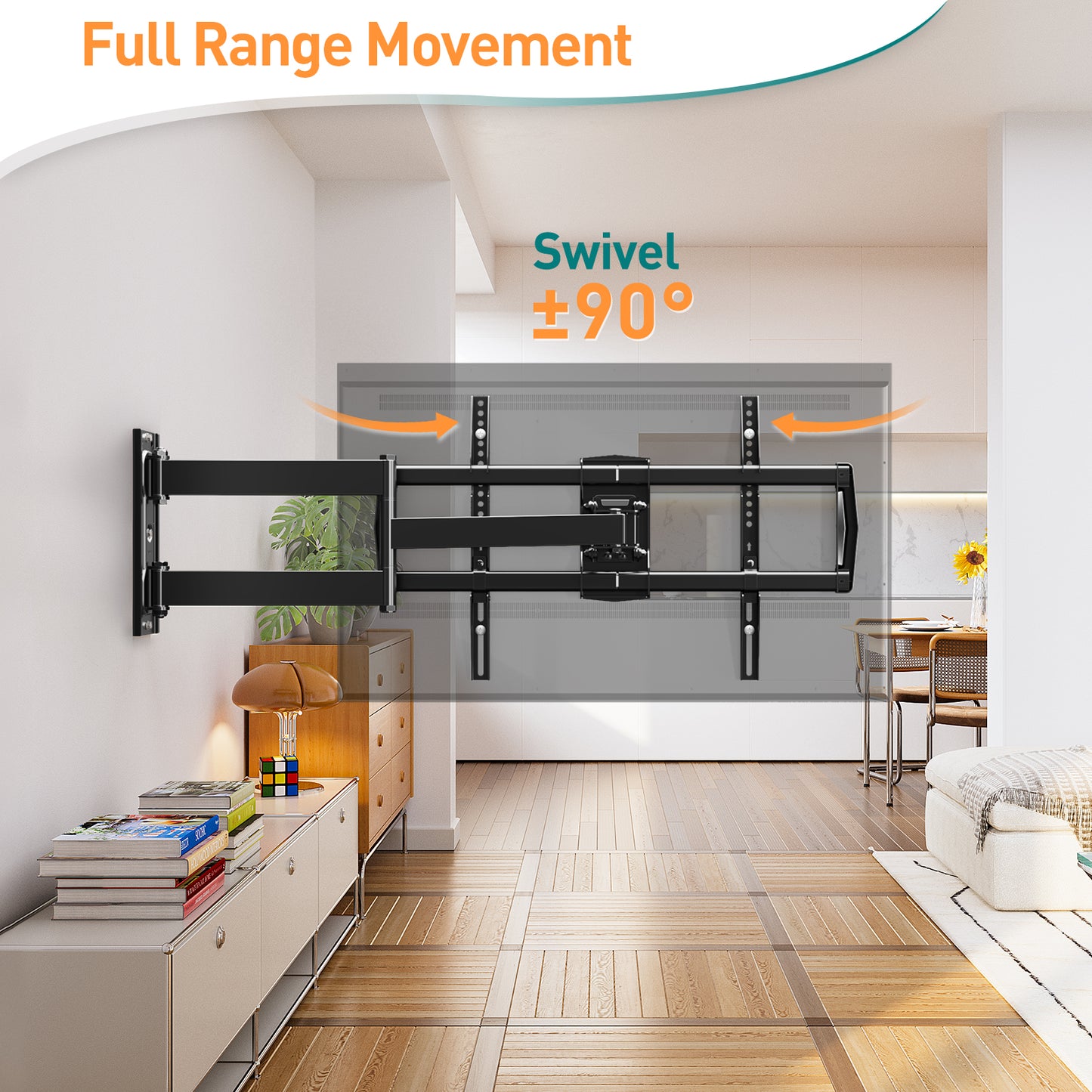 ELIVED 813mm Long Arm TV Wall Bracket for Most 37-75 Inch TVs, Universal Long Extension Arm Corner TV Wall Mount, With Tilt, Swivel, Up to 45 kg, Max VESA 600x400mm
