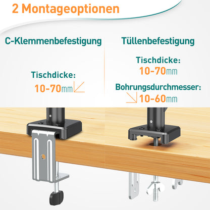 ELIVED Monitor Halterung für 13-32" Bildschirme bis zu 9kg, VESA 75/100mm