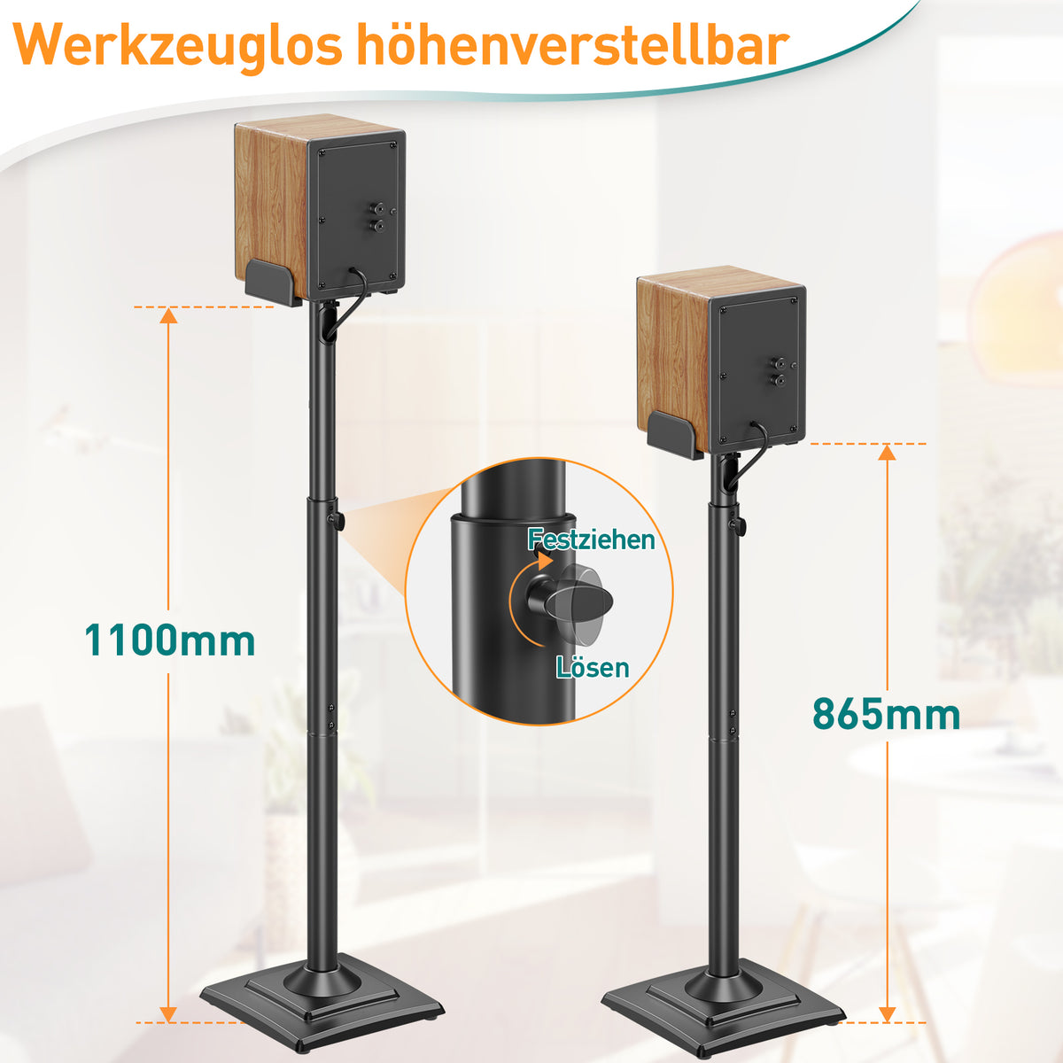 ELIVED Universal Lautsprecherständer höhenverstellbar hält 5kg Tragkraf