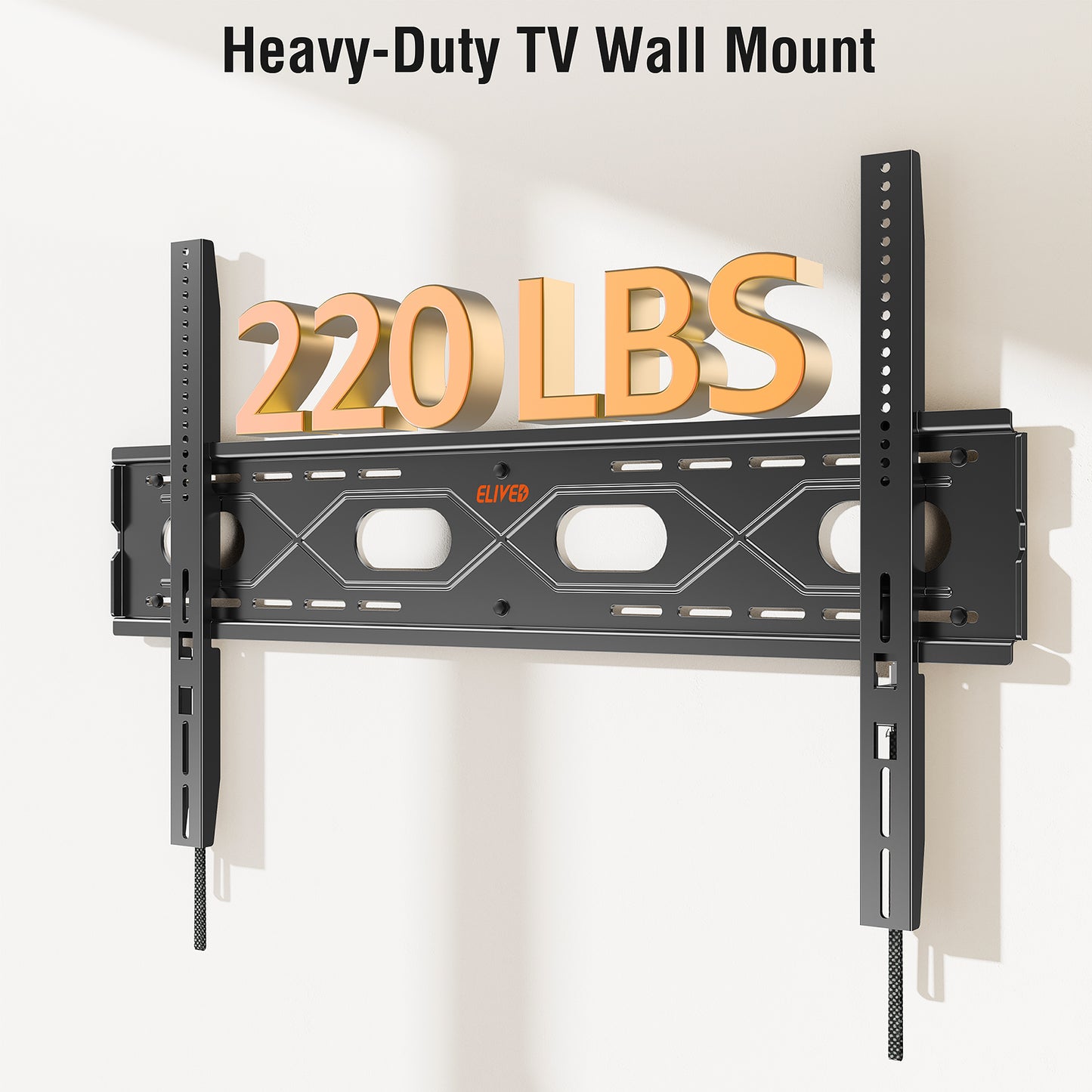 ELIVED Fixed TV Mount for Most 50-120 Inch Flat Screen tvs, Low Profile Wall Mount TV Bracket up to VESA 950x600mm and 220 lbs - Fits 16", 24", 32", 36" Studs- Heavy Duty and Space Saving