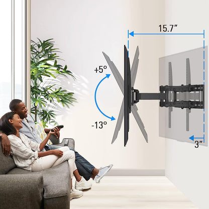HOMOUNT Full Motion TV Wall Mount, TV Mount for Most 26-65 Inch Flat/Curved TVs, Wall Mount TVs Bracket with Dual Swivel Articulating Arm, Fit 8“ 12” 16" Wood Stud, Max VESA 400x400mm up to 88 LBS