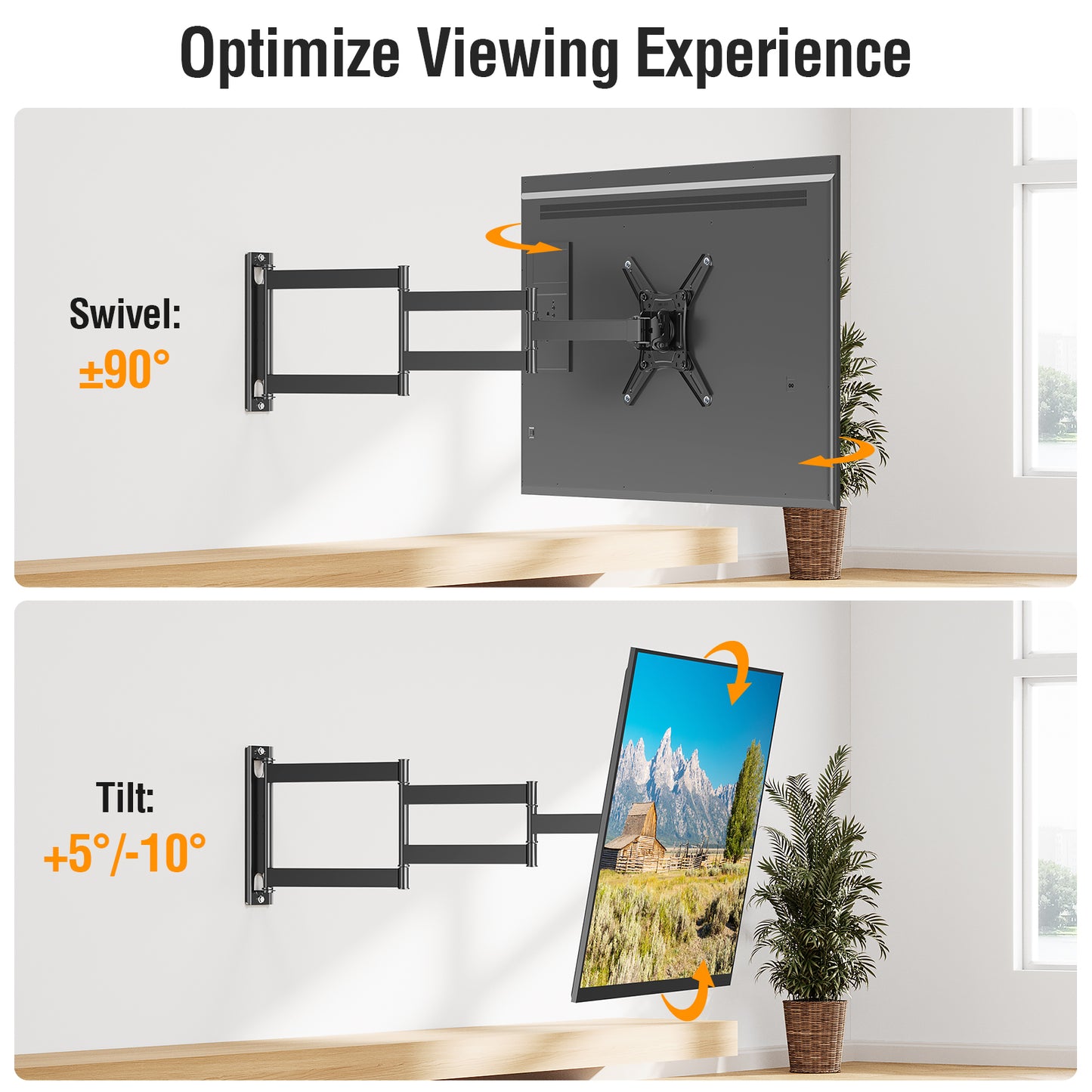 ELIVED Long Arm TV Wall Mount for Most 14-42 Inch tvs & Monitors, 29.5 Inch Long Extension TV Mount Swivel and Tilt, Full Motion Wall Mount Bracket Fit Max VESA 200x200mm, Holds up to 44 lbs.