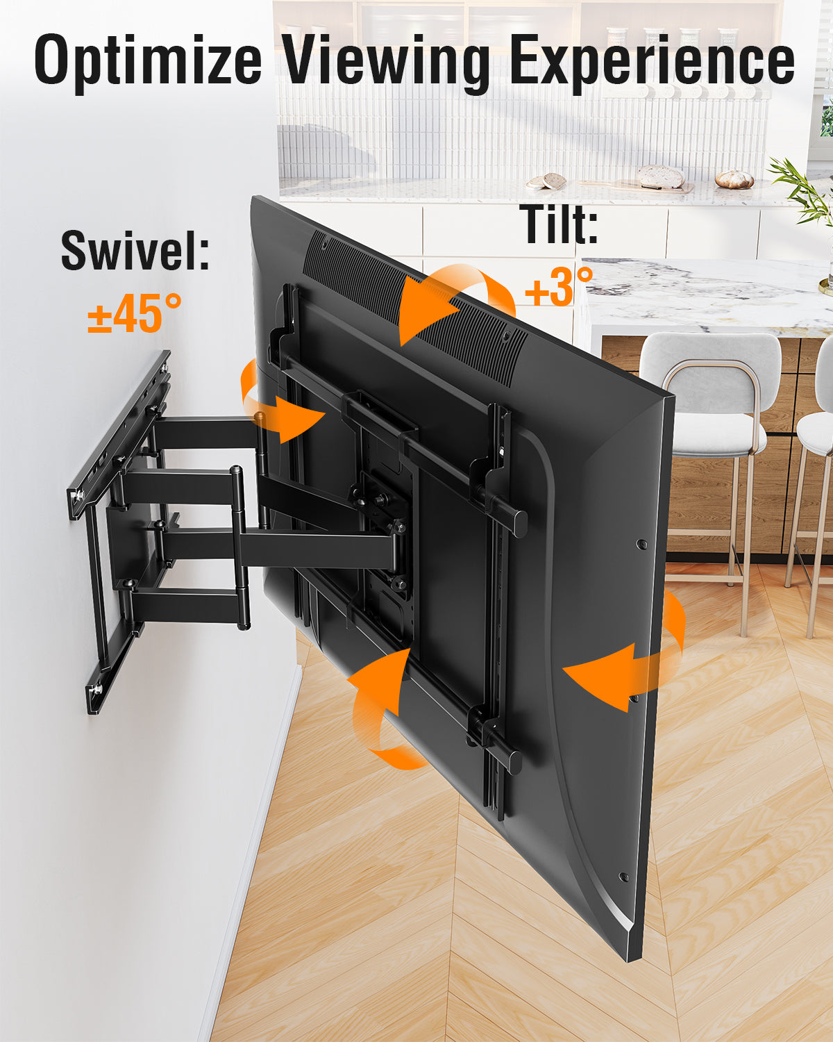ELIVED Heavy Duty TV Mount for Most 50-110 inch tvs, Holds up to 250 lbs, Full Motion TV Wall Mount Swivel and Tilt, Slim Wall Mount Bracket Max VESA 800x600mm, Fits 12"/16"/18"/24" Studs