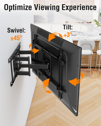 ELIVED Heavy Duty TV Mount for Most 50-110 inch tvs, Holds up to 250 lbs, Full Motion TV Wall Mount Swivel and Tilt, Slim Wall Mount Bracket Max VESA 800x600mm, Fits 12"/16"/18"/24" Studs