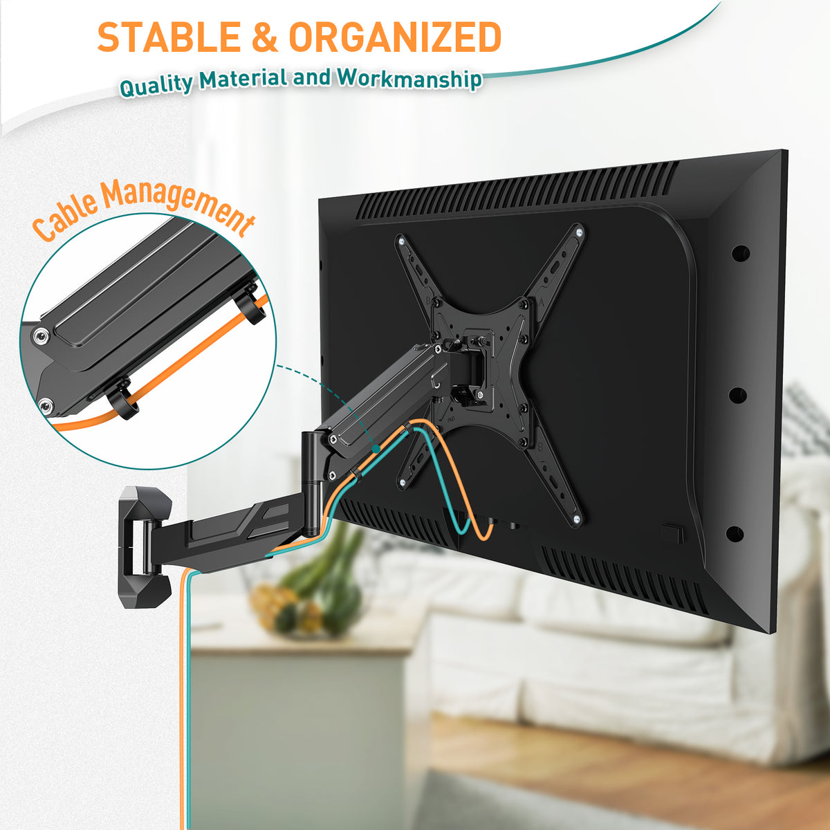 ELIVED Height Adjustable TV Wall Bracket for Most 23"-55" Flat/Curved TVs