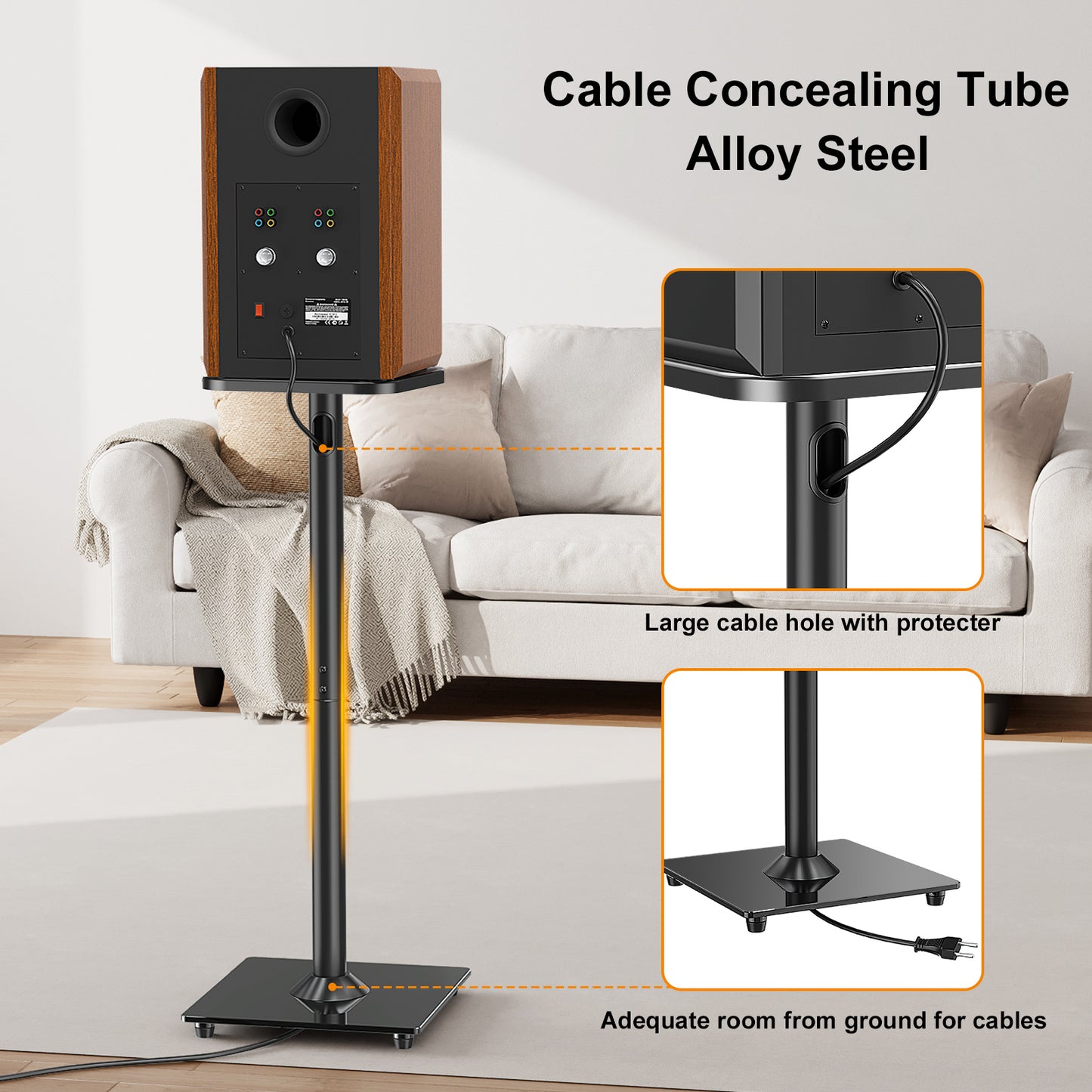 ELIVED Universal Speaker Stand Pair, 31 Inch Height Bookshelf Speaker Stands for Satellite Speaker Large Speaker Up to 22 lbs, Surround Sound Speaker Stand with Cable Management, Black, YD5022