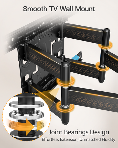 ELIVED 1.1" Ultra Slim TV Wall Bracket for 37-90 Inch TVs, Heavy Duty TV Bracket 60kg, Full Motion Articulating TV Wall Mount, Max VESA 600x400mm, Fits 16" Wood Studs