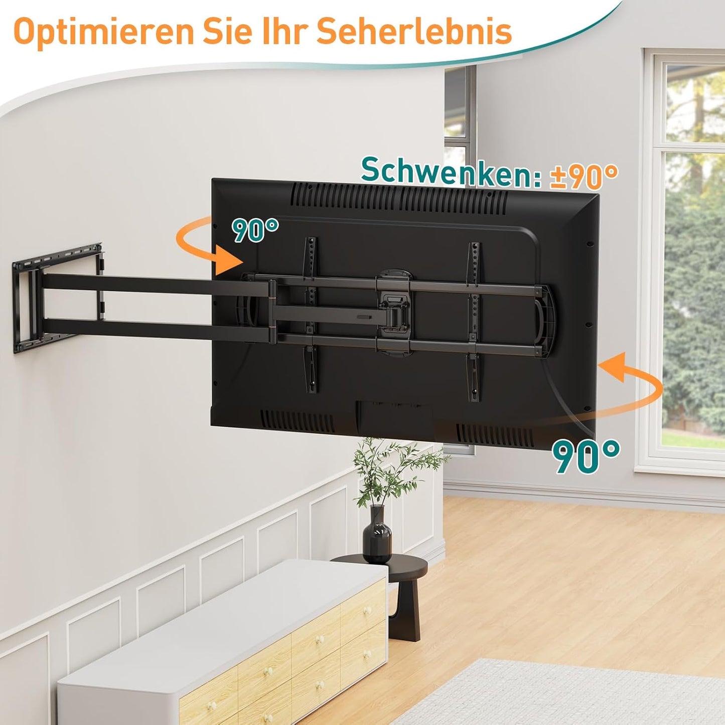 ELIVED TV Wandhalterung mit 1027mm Extra Langer Arm für die meisten 42-90 Zoll Fernseher bis 68KG, Schwenkbar Arm 1m 100cm 1000mm, Neigbare TV Halterung, Max. VESA 800x400mm, EV3029