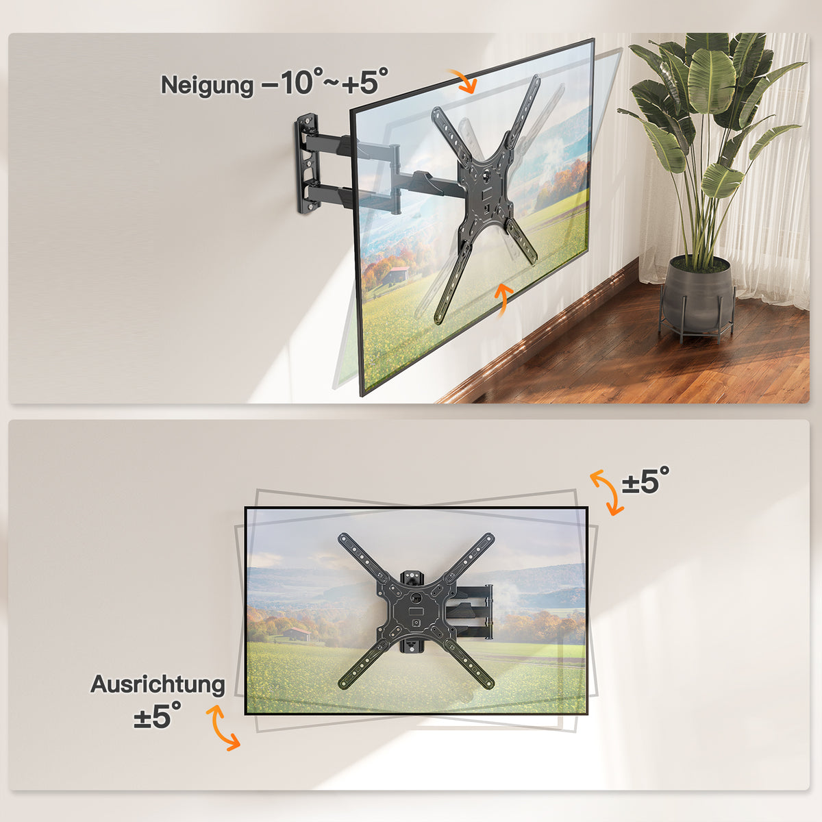 ELIVED TV Wandhalterung Schwenkbar Neigbar TV Halterung für 26-60'' TVs