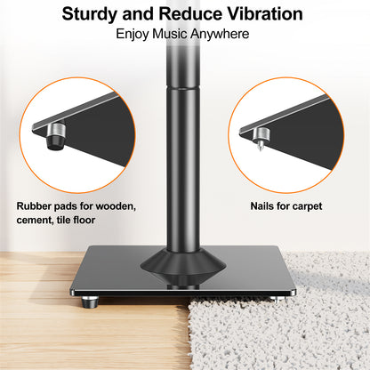 ELIVED Universal Speaker Stands Height Adjustable 28"-37.4", Bookshelf Speaker Stand Pair for Satellite Studio Large Speakers Up to 22 lbs, Surround Sound Speaker Stand with Cable Management, Black
