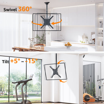 ELIVED Ceiling TV Mount Fits Most 26-65 Inch LED, LCD OLED Flat Screen TVs, Full Motion Height Adjustable TV Mount Bracket, Swivel and Tilt TV Bracket, Max VESA 400x400mm, Holds up to 99 lbs.