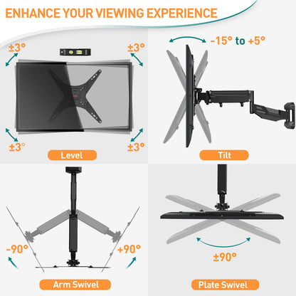 ELIVED Height Adjustable TV Wall Bracket for Most 23"-55" Flat/Curved TVs