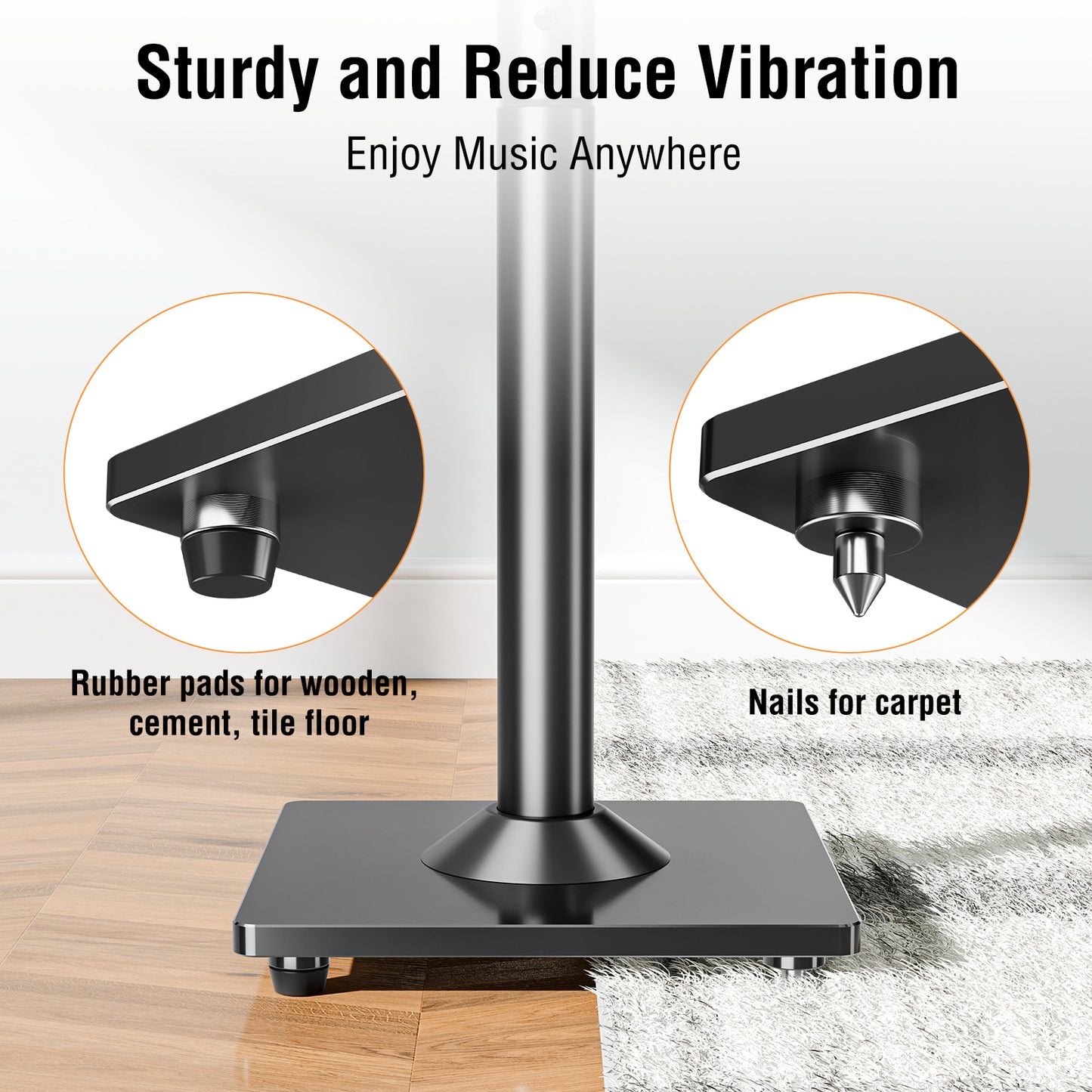 ELIVED Speaker Stands for Sonos Era 100 and Sonos One, One SL, Play:1, Height Adjustable 35"- 43.4" Speaker Stands Pair, Surround Sound Speaker Stand with Cable Management, 11 LBS Loading, YD5036